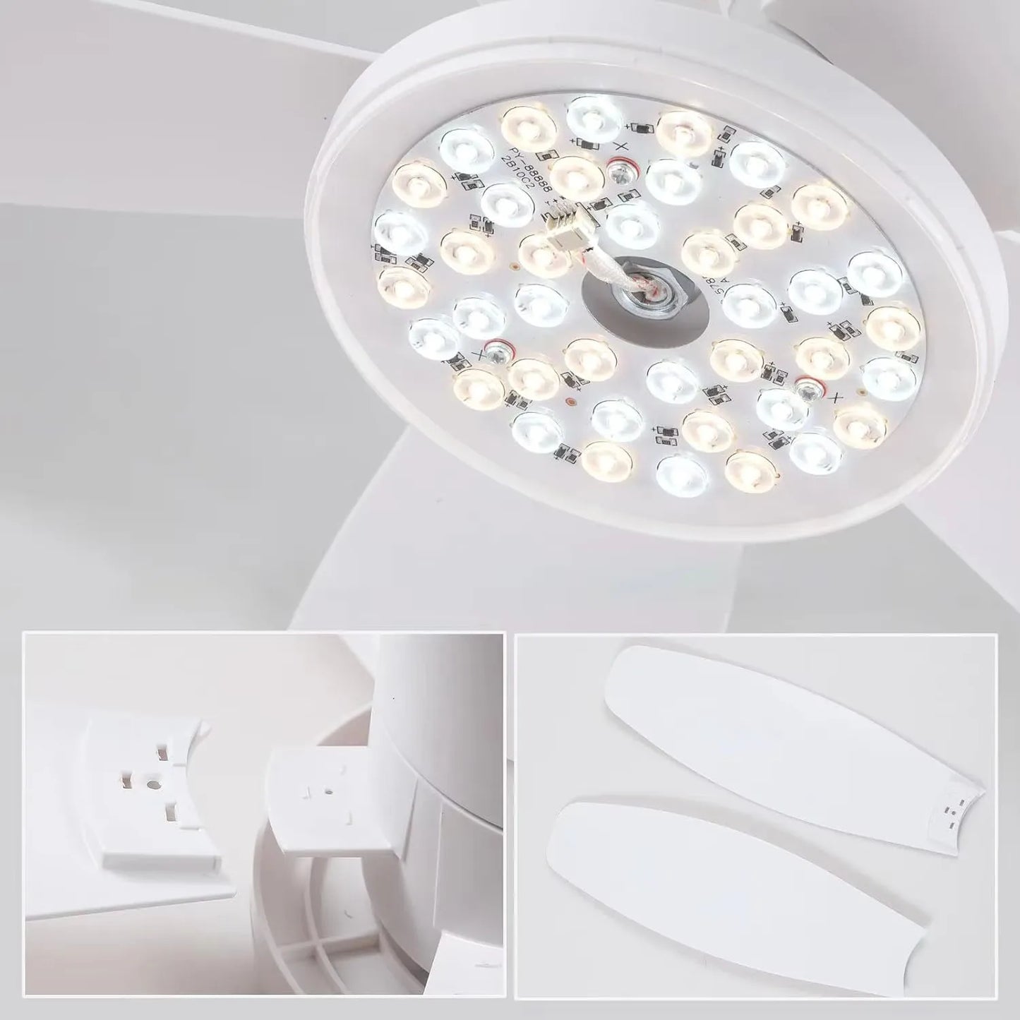 Ceiling Fans with Lights, Low Profile Ceiling Fan Light, Reversible, Dimmable, Noiseless, Ceiling Fan lamp for Indoor