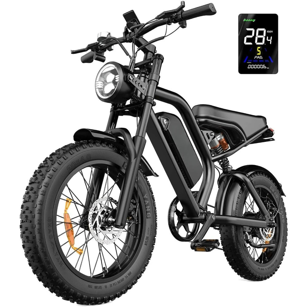 Electric Bike,20”x 4”Fat Tire,Peak 1500W Motor,7 Speed Electric Motorcycle Bicycle, 48V15AH/13AH Battery 3 Riding Modes Up to
