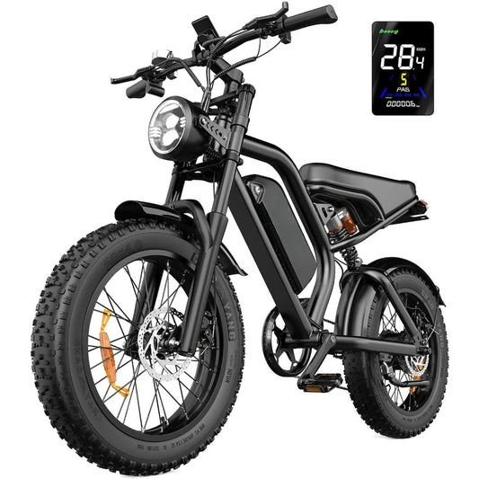 Electric Bike,20”x 4”Fat Tire,Peak 1500W Motor,7 Speed Electric Motorcycle Bicycle, 48V15AH/13AH Battery 3 Riding Modes Up to