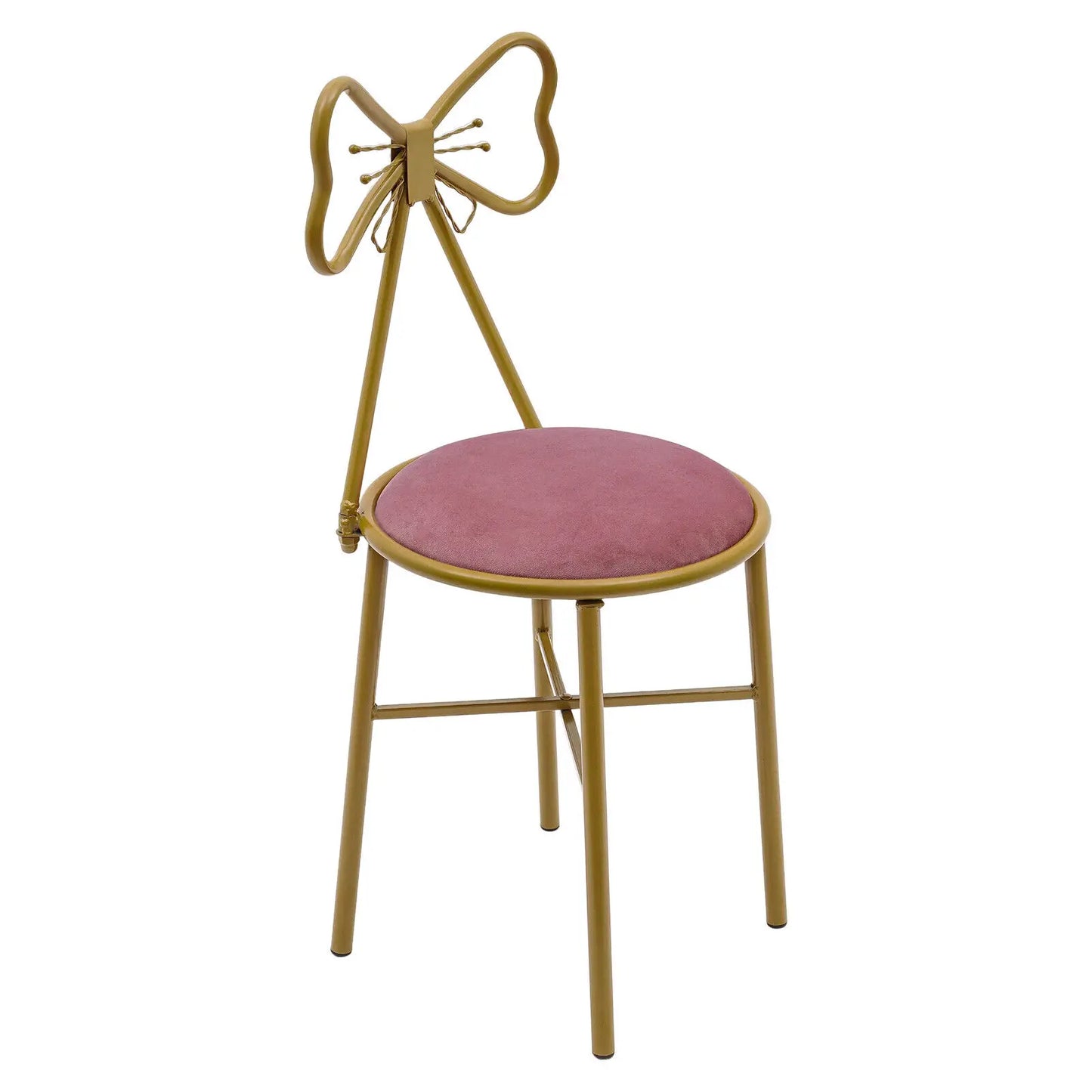Vanity Stool Chair Makeup Modern Velvet Butterfly Accent Chair Pink Cute Girls Bow Knot Backrest Chair Bedroom Home Decor