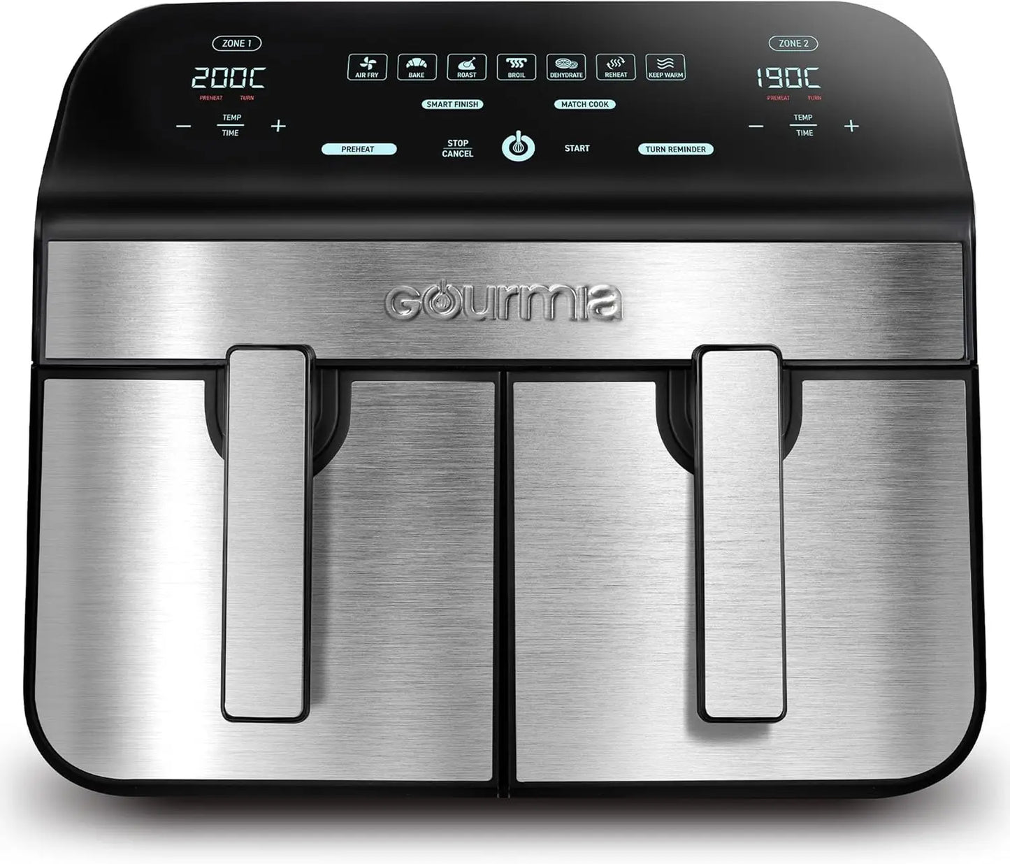 10-Quart/9.4 Liter Capacity Dual Basket Digital Air Fryer, with Smart Finish & 7 Cooking Functions