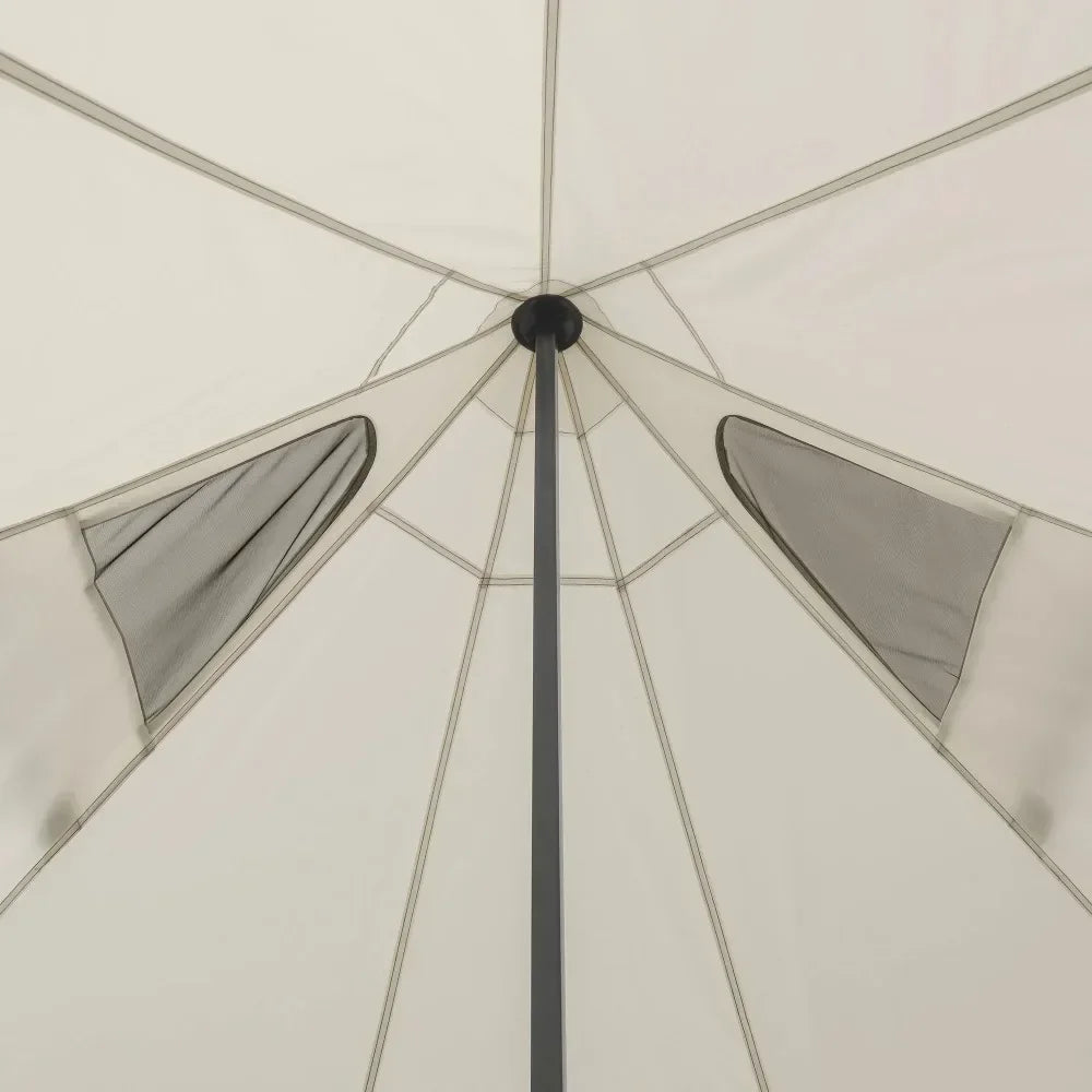 8-Person Glamping Bell Tent Camping Tent Travel 15' X 15' Tents with String Lights, 22.57 Lbs Bell-style Tent Party Tents