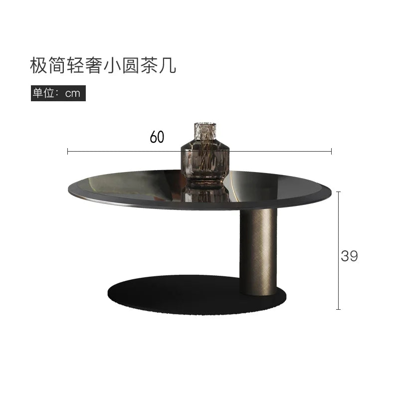 Designer Stainless Steel Coffee Tables European Luxury Round Tea Table Living Room Furniture Italian Tempered Glass Furniture