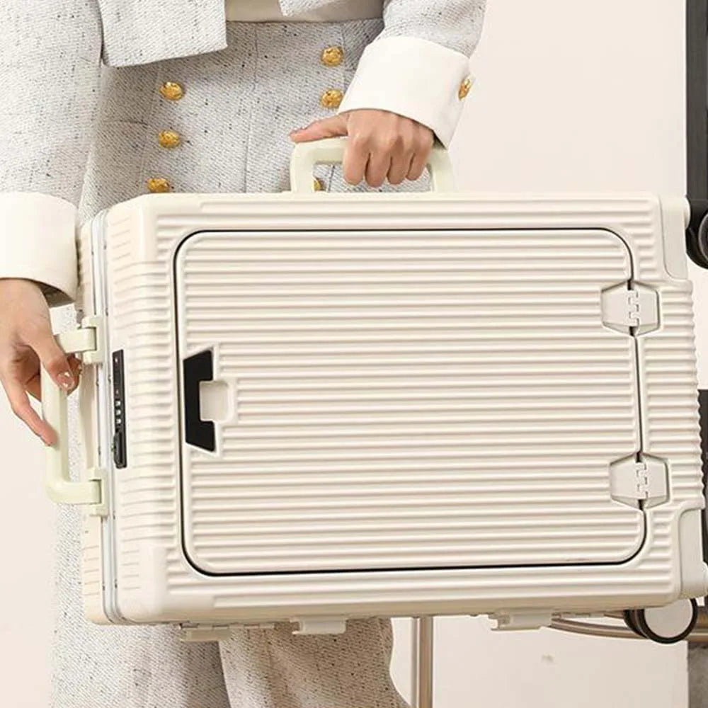 20 Inch Rolling Trolley Case Front Opening Cabin Suitcase Spinner Wheel USB Charging Travel Luggage With TSA Lock For Men Women