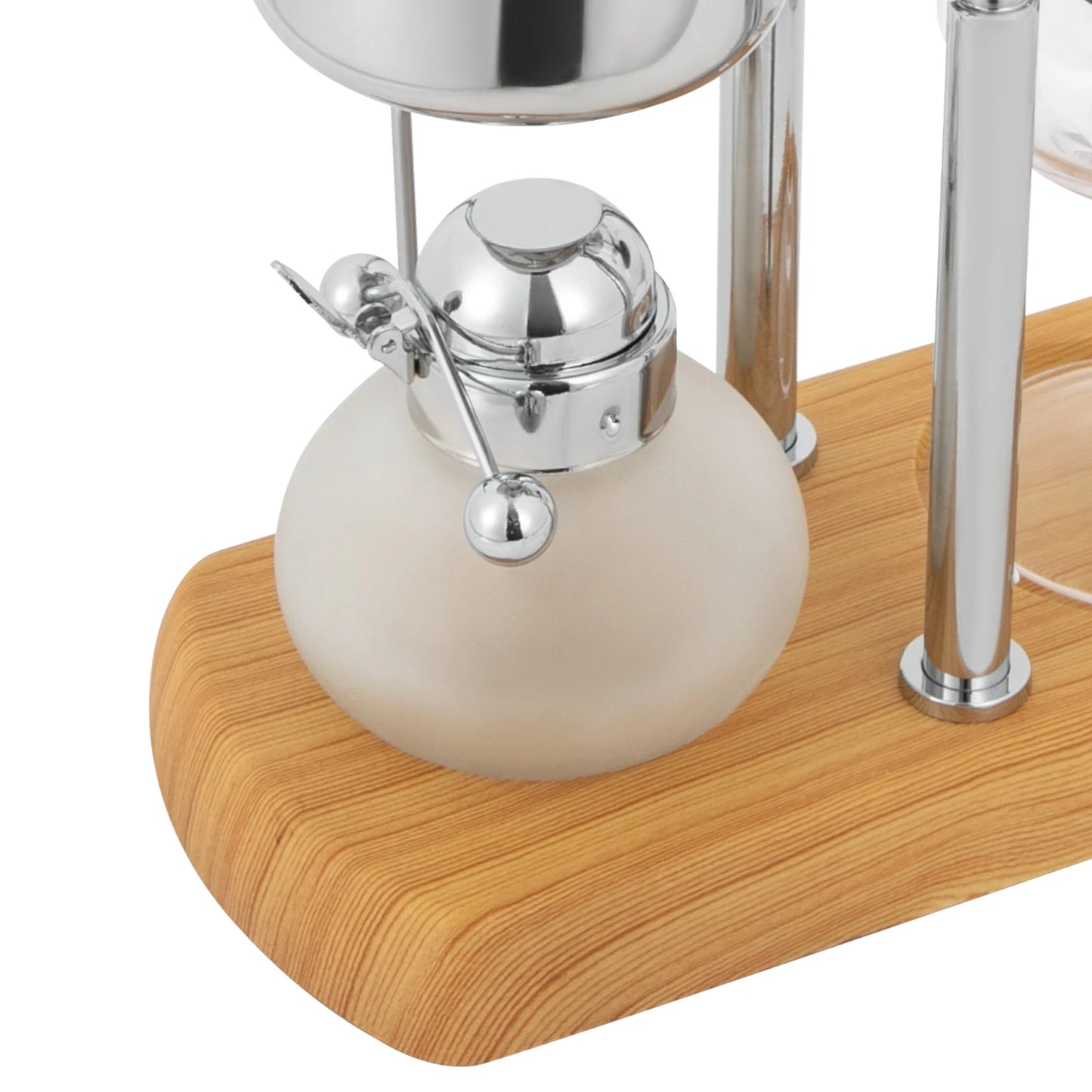 Retro Siphon Coffee Maker, 37Qt Capacity, Alcohol Lamp with Temperature Control, Plastic Filter for Pure Taste,  Stainless