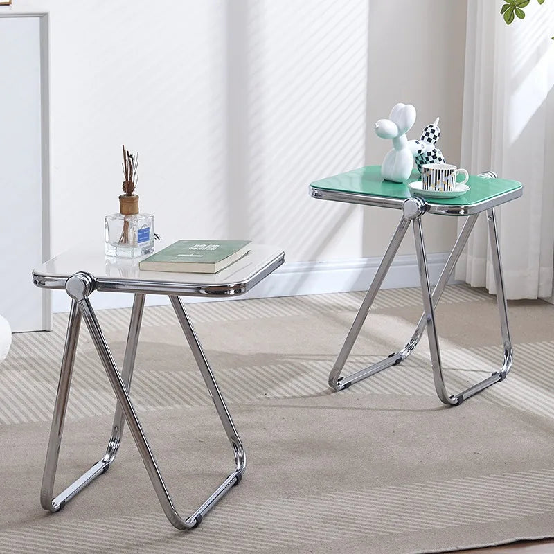 Folding Side Table - Fashionable Transparent Coffee Table for Living Room Sofa Corner & Balcony Coffe Table