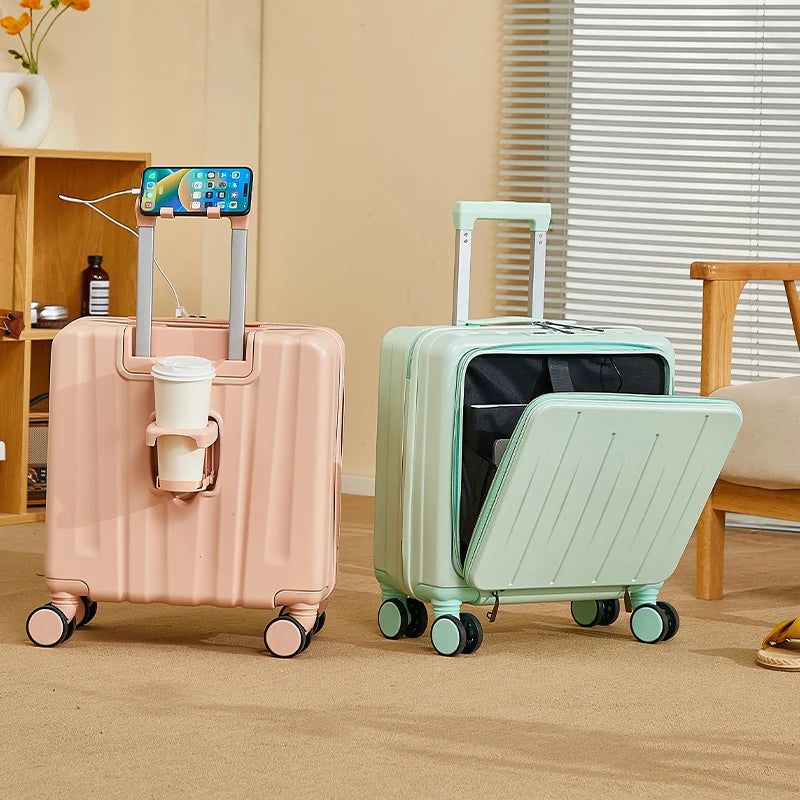 18 inches Suitcase Light Weight Suitcase Large Capacity Travel Case Spinner Wheels Suitcase Small Luggage Compartment
