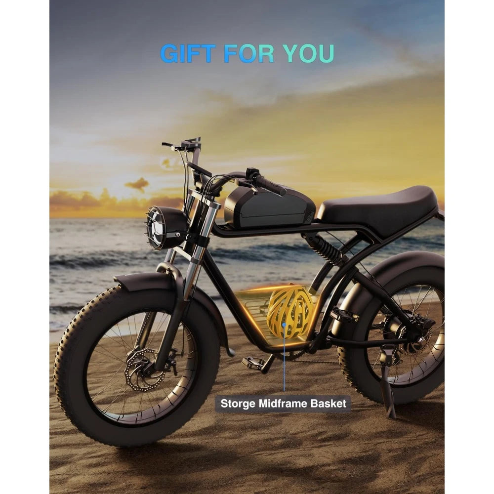 Electric Bike, 1500W 30MPH, 48V 20/23AH, Max 75Miles Electric Motorcycle 20" Fat Tire Dirt Bikes, Shamano 7-Speed E-Bike