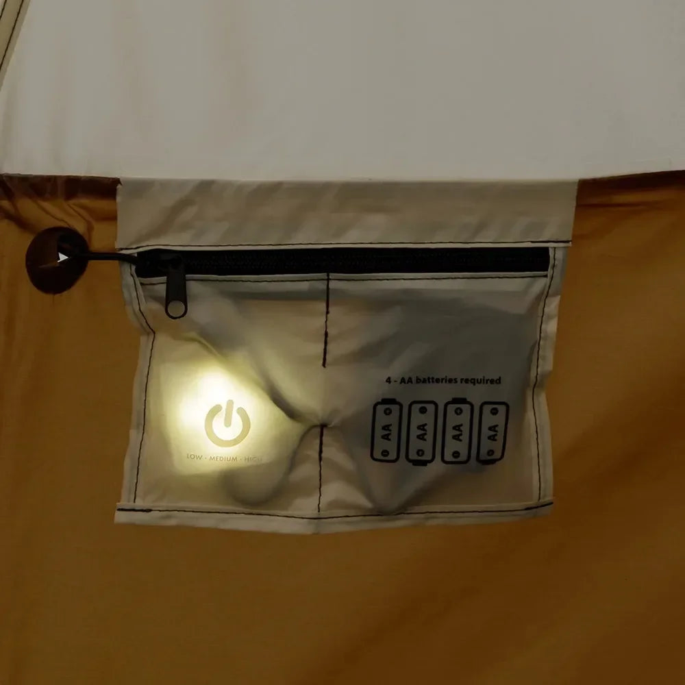 8-Person Glamping Bell Tent Camping Tent Travel 15' X 15' Tents with String Lights, 22.57 Lbs Bell-style Tent Party Tents