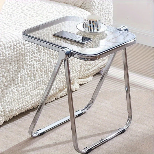 Folding Side Table - Fashionable Transparent Coffee Table for Living Room Sofa Corner & Balcony Coffe Table
