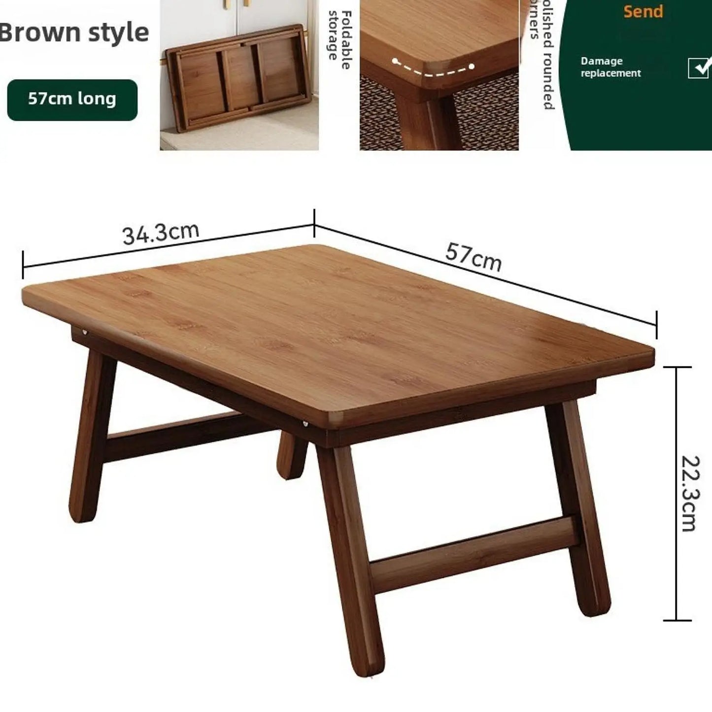 Side Table Wooden Floor Table Folding Coffee Tea Table Modern Accent Table for Living Room Bedroom Balcony Home Office Furniture