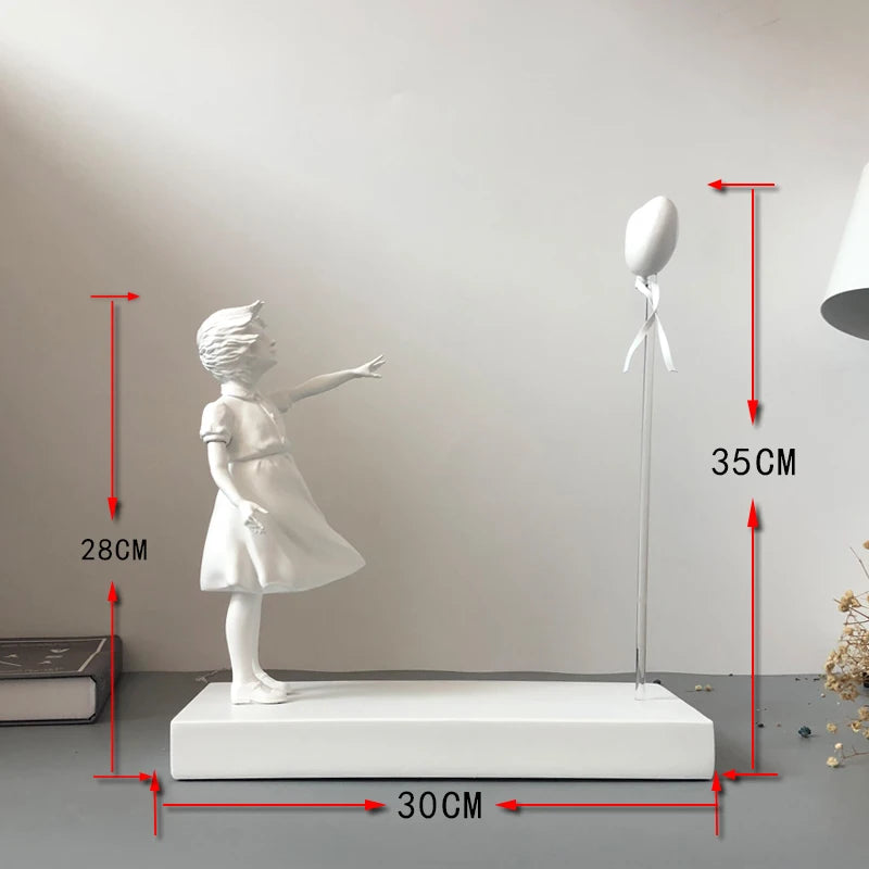 Heart Balloon Flying Girl Inspired By Banksy Artwork Modern Sculpture Home Decoration Statue Decoration Large Crafts Ornament