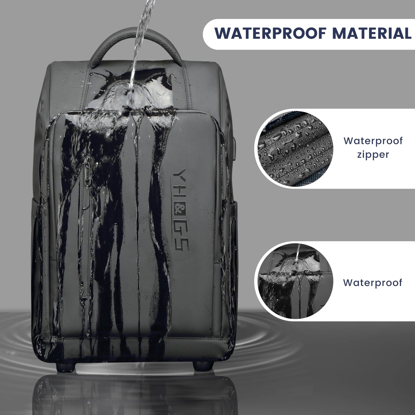 High Quality USB Charging Trolley Luggage Backpack with Wheels for 15.6-inch Laptop Business Backpack Waterproof Travel Luggage