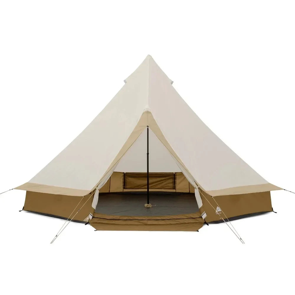 8-Person Glamping Bell Tent Camping Tent Travel 15' X 15' Tents with String Lights, 22.57 Lbs Bell-style Tent Party Tents