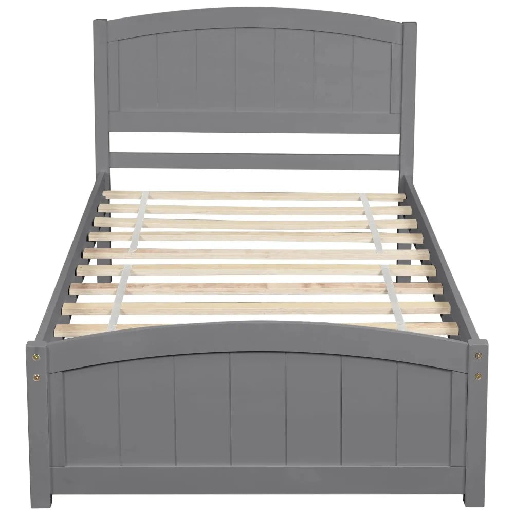 Twin Size Platfrom Bed Frames with Headboard for Adults,Gray