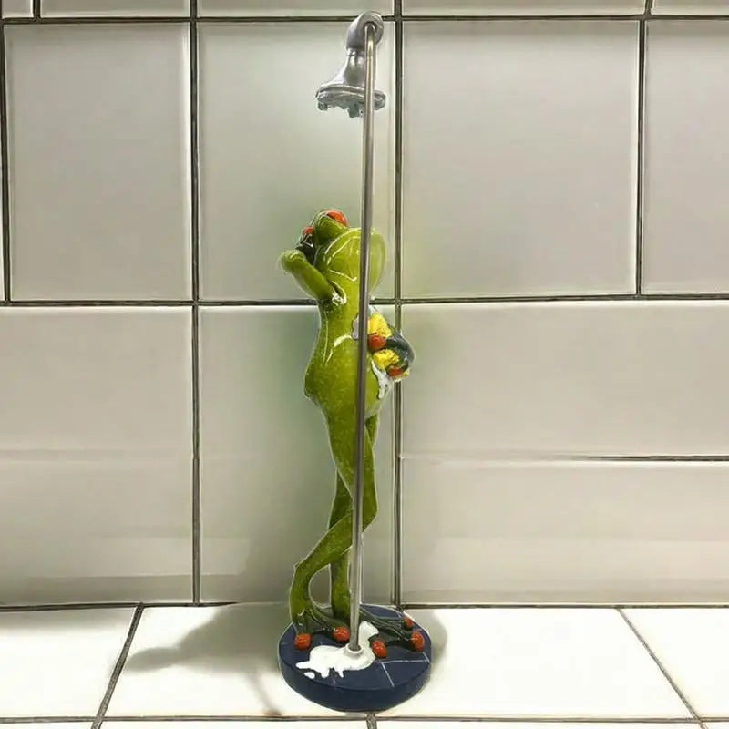 Garden Frog Creative Bathing Frog Figurines Patio Frog Statue Outdoor Decor Frog Sculpture Funny Flower Pot Decorations for