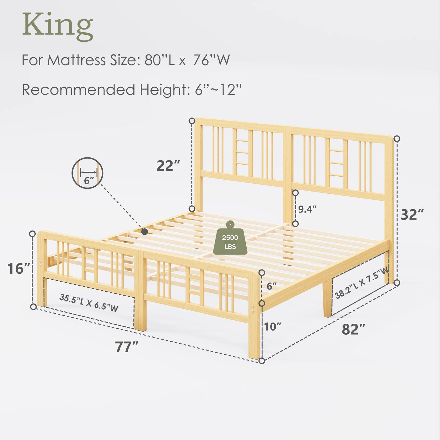 ZIYOO 10 inch Full-Size Premium Bamboo Bed Frame - Comfortable, Safe, Easy to Assemble Modern Minimalist Design