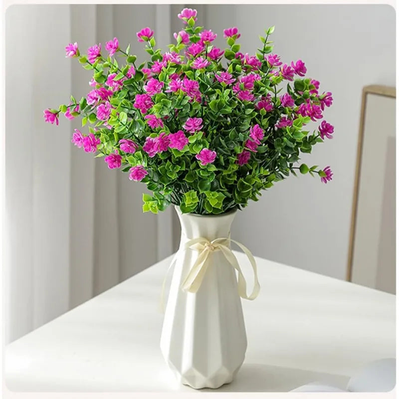 Origami Ceramic Vase with Ribbon, 7.9" H, Artistic Design Flower Vase Geometrical Style for Modern Home Decoration