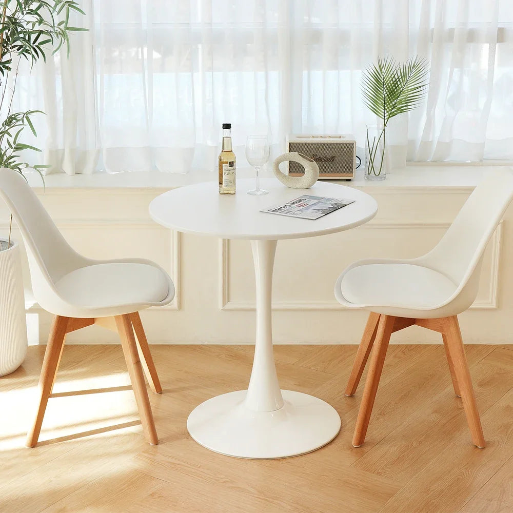 White Round Coffee Table Modern Minimalist Design Multi-Purpose for Small Space Living Room Balcony Bedroom Household Furniture