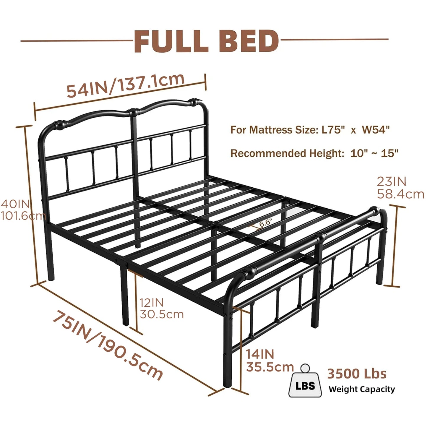 ZIYOO bed frame queen size 14 Inch Metal Queen Bed Frame- Full Size Bedstead King Platform Easy Assembly, Noise Free, Black