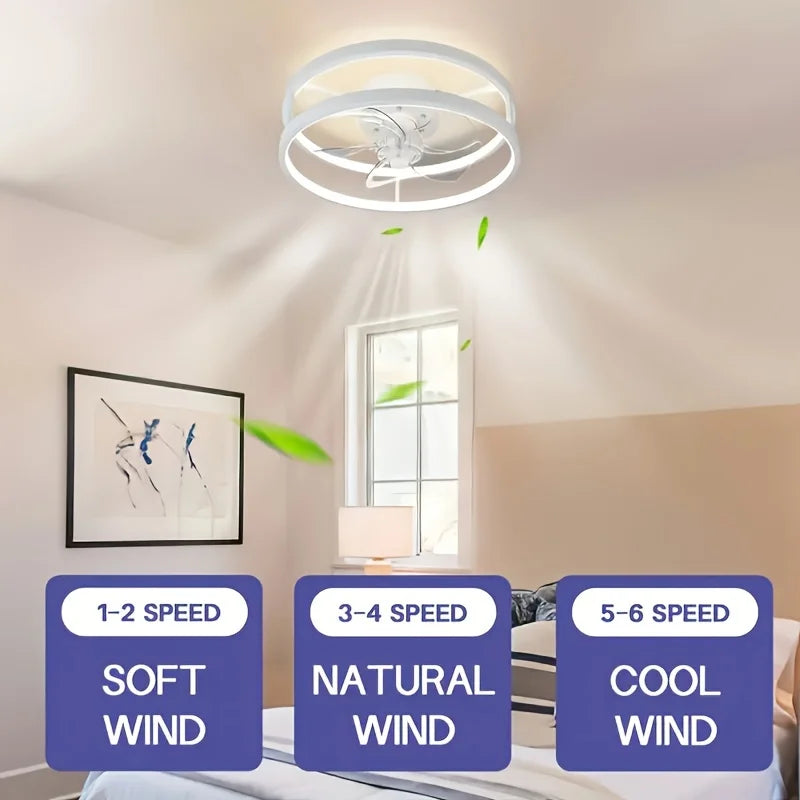 Ceiling Fan Light Living Room Bedroom Modern Electric Fan Simple Home Intelligent Ceiling Fan with Remote Control and Led Light