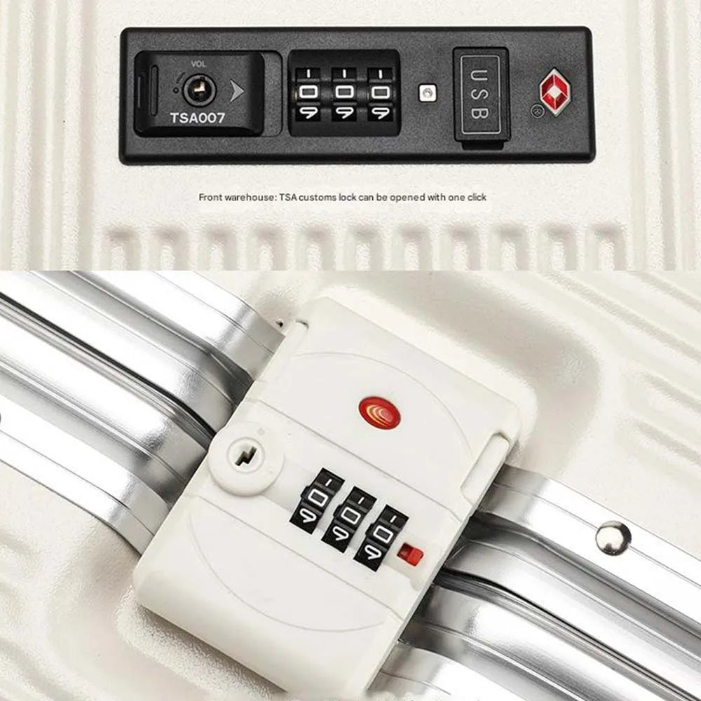 20 Inch Rolling Trolley Case Front Opening Cabin Suitcase Spinner Wheel USB Charging Travel Luggage With TSA Lock For Men Women