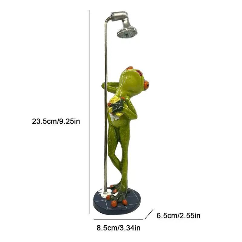 Garden Frog Creative Bathing Frog Figurines Patio Frog Statue Outdoor Decor Frog Sculpture Funny Flower Pot Decorations for