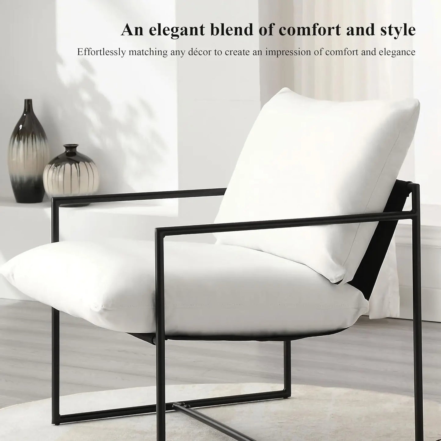 Sling Accent Chair for Living Room Bedroom Reading Office Modern Design Metal Frame Armchair