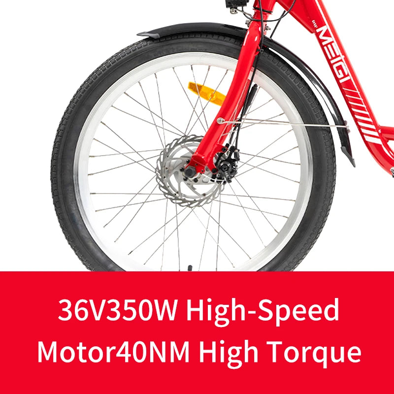 Adult walking electric tricycle, 350W 36V 13AH electric tricycle, 7-speed, 24 inch wheels, 15mph, range 25-40 miles