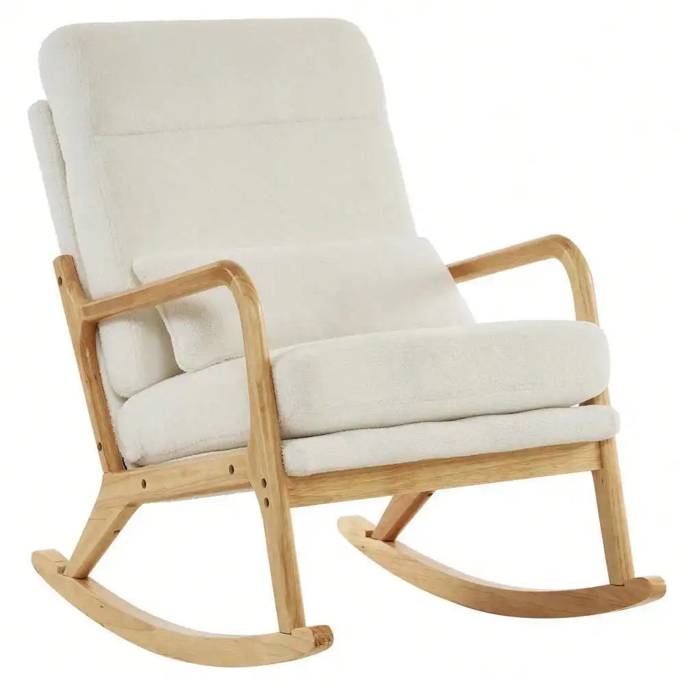 Relaxing Glider Rocking Chair High Backrest Rocking Armchair, Mid Century Accent Chair for Living Room Bedroom, Study