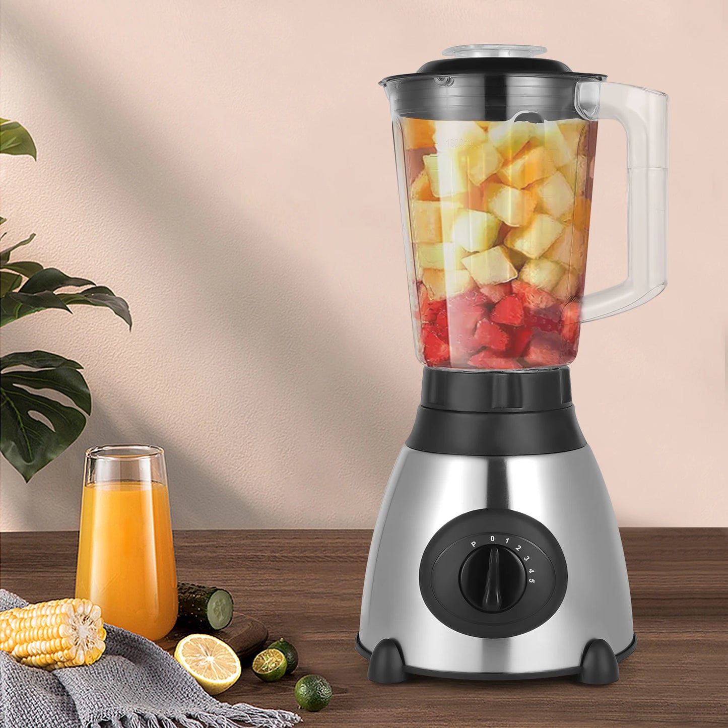 800W Countertop Blender with 5 Speeds, Pulse Function, 54.11 oz Capacity, Stainless Steel Blades, Detachable Parts for Easy Clea