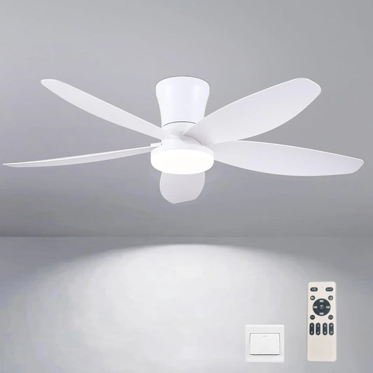 Ceiling Fans with Lights, Low Profile Ceiling Fan Light, Reversible, Dimmable, Noiseless, Ceiling Fan lamp for Indoor