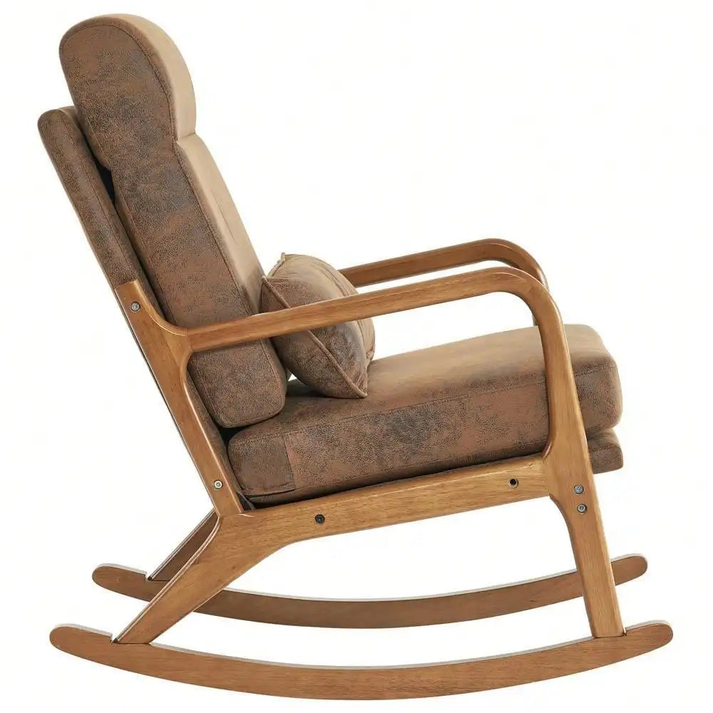 Relaxing Glider Rocking Chair High Backrest Rocking Armchair, Mid Century Accent Chair for Living Room Bedroom, Study
