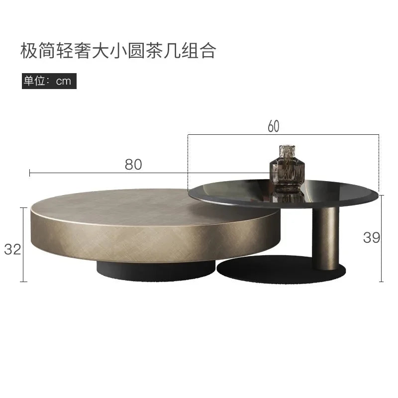 Designer Stainless Steel Coffee Tables European Luxury Round Tea Table Living Room Furniture Italian Tempered Glass Furniture