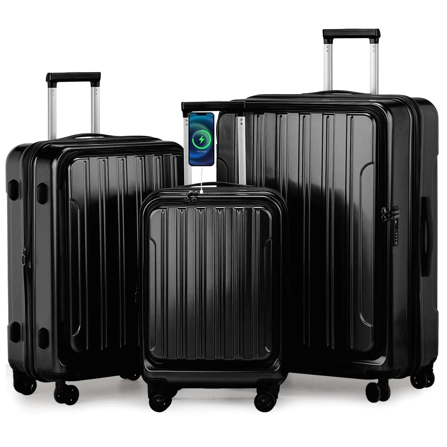 3-Piece Lightweight Luggage Set, Expandable Hardshell Suitcases with TSA Lock & Wheels (20/24/28, )