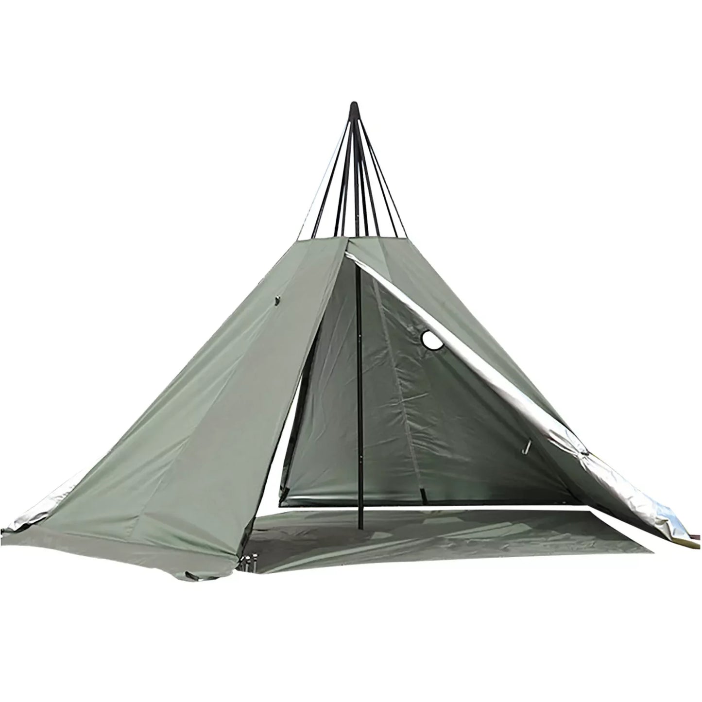 Outdoor Camping Tent, Teepee Tent, 4 Season 2 Doors Hike Waterproof Tent, Reathable Outdoor Green Tent