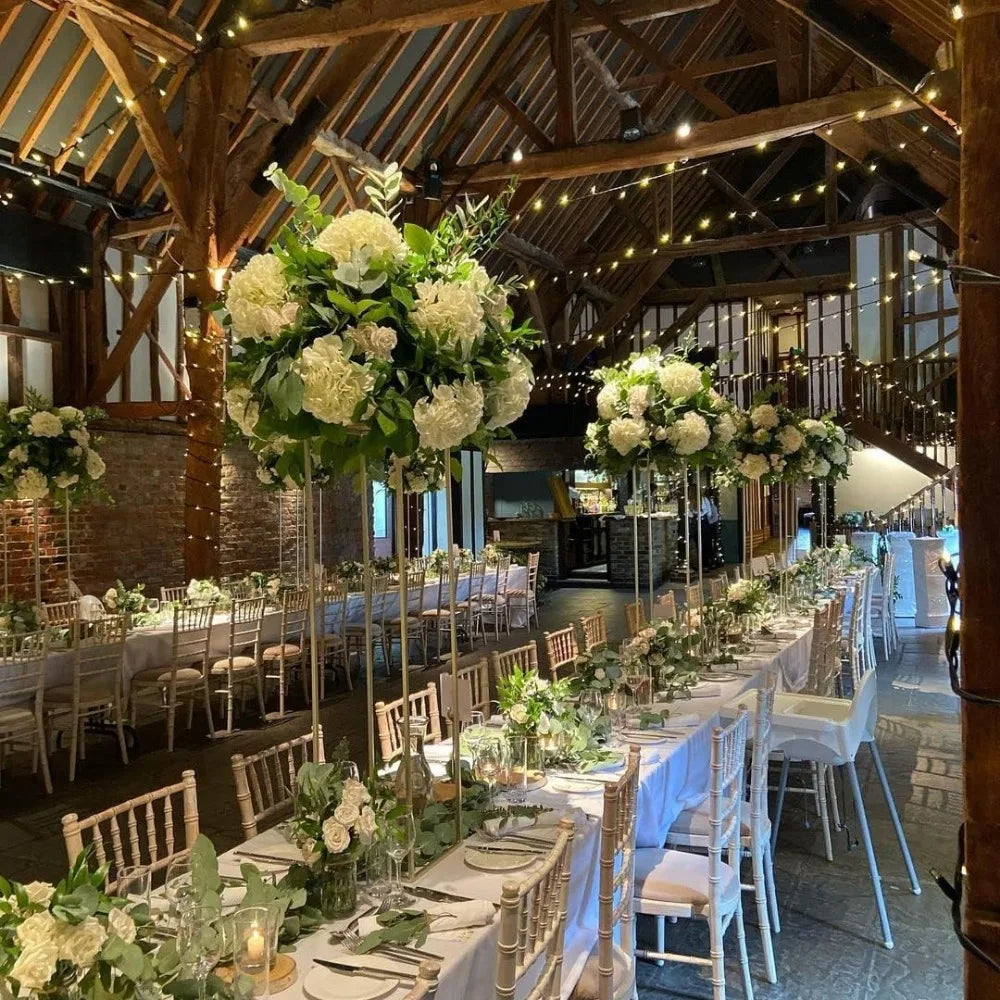 10 Pcs Gold Wedding Flower Centerpiece Metal Flower Holder Flower Arrangement 24in/60cm Tall Geometric Centerpieces Vase