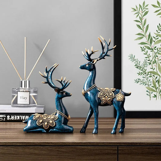 Large Deer Resin Statue Figurine Sculpture Tabletop Home Office Art Decoration