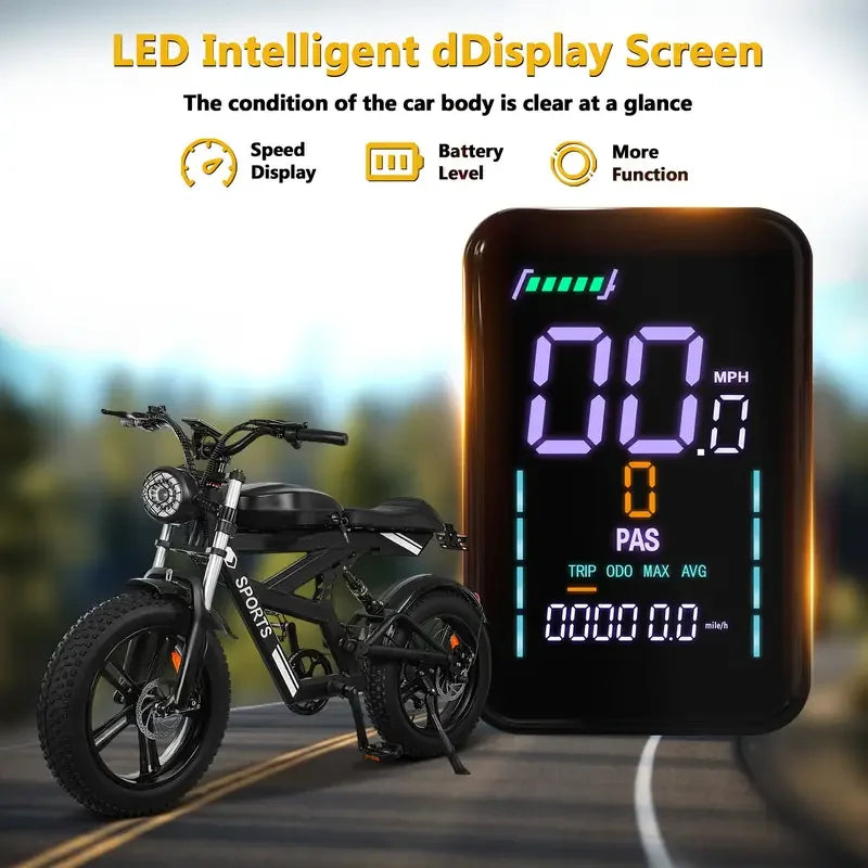 Electric Bike 740W Motor With 854.4WH Battery, 20 Miles Per Hour, 20'' Fat Tire Road Mountain Commuter Lightweight Electric Bike