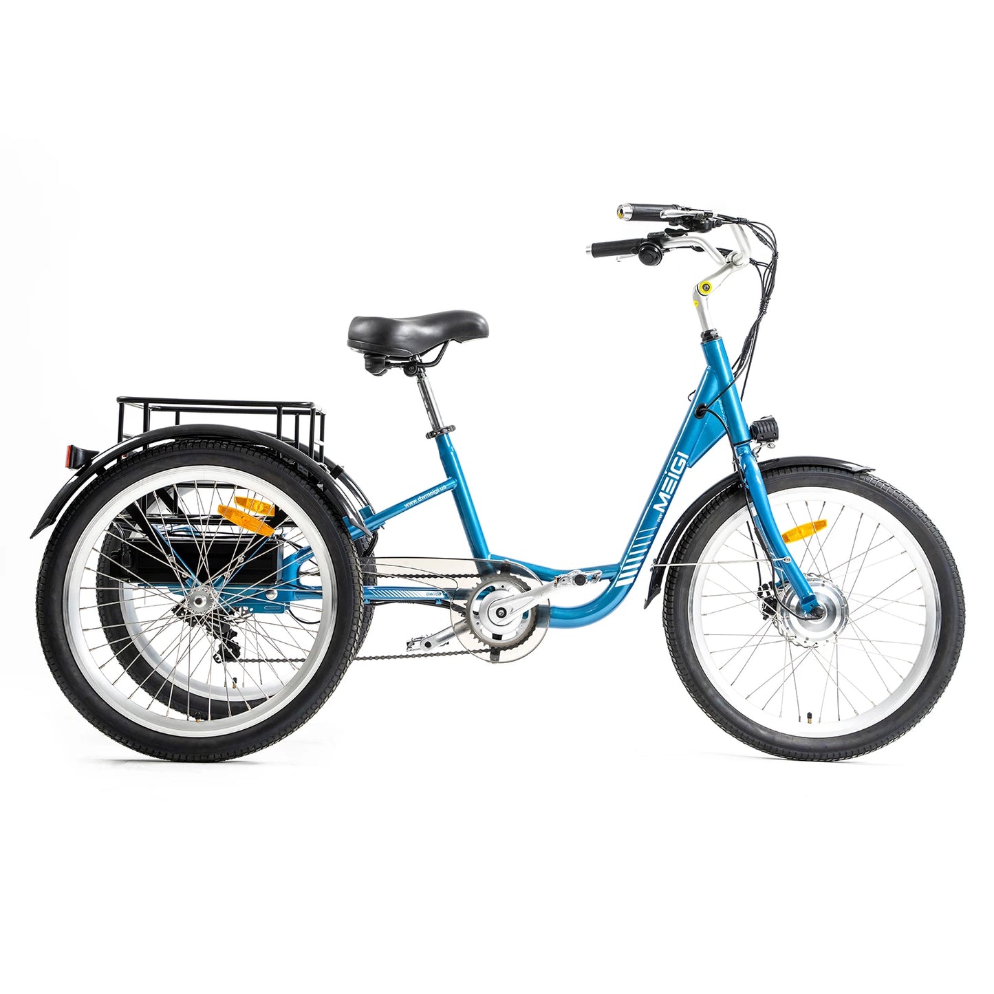 Adult walking electric tricycle, 350W 36V 13AH electric tricycle, 7-speed, 24 inch wheels, 15mph, range 25-40 miles