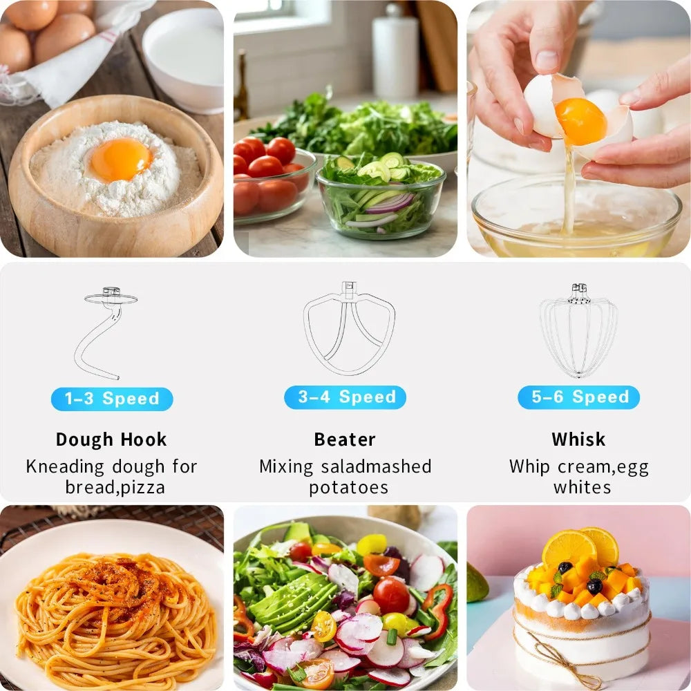 Electric Stand mixer, 9.5QT 660W 7Speeds Tilt-Head Dough Mixers, Bread Mixer with Dough Hook, Whisk, Beater, Splash Guard