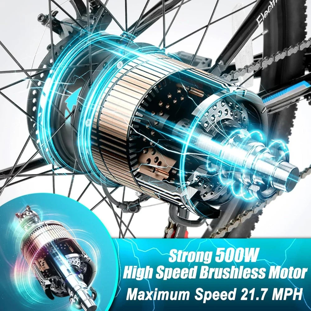 Electric Bike, 48V Removable Lithium Battery, 21 Speed, Up to 50 Miles, Dual Shock Absorber, 750W Folding Electric Mountain Bike