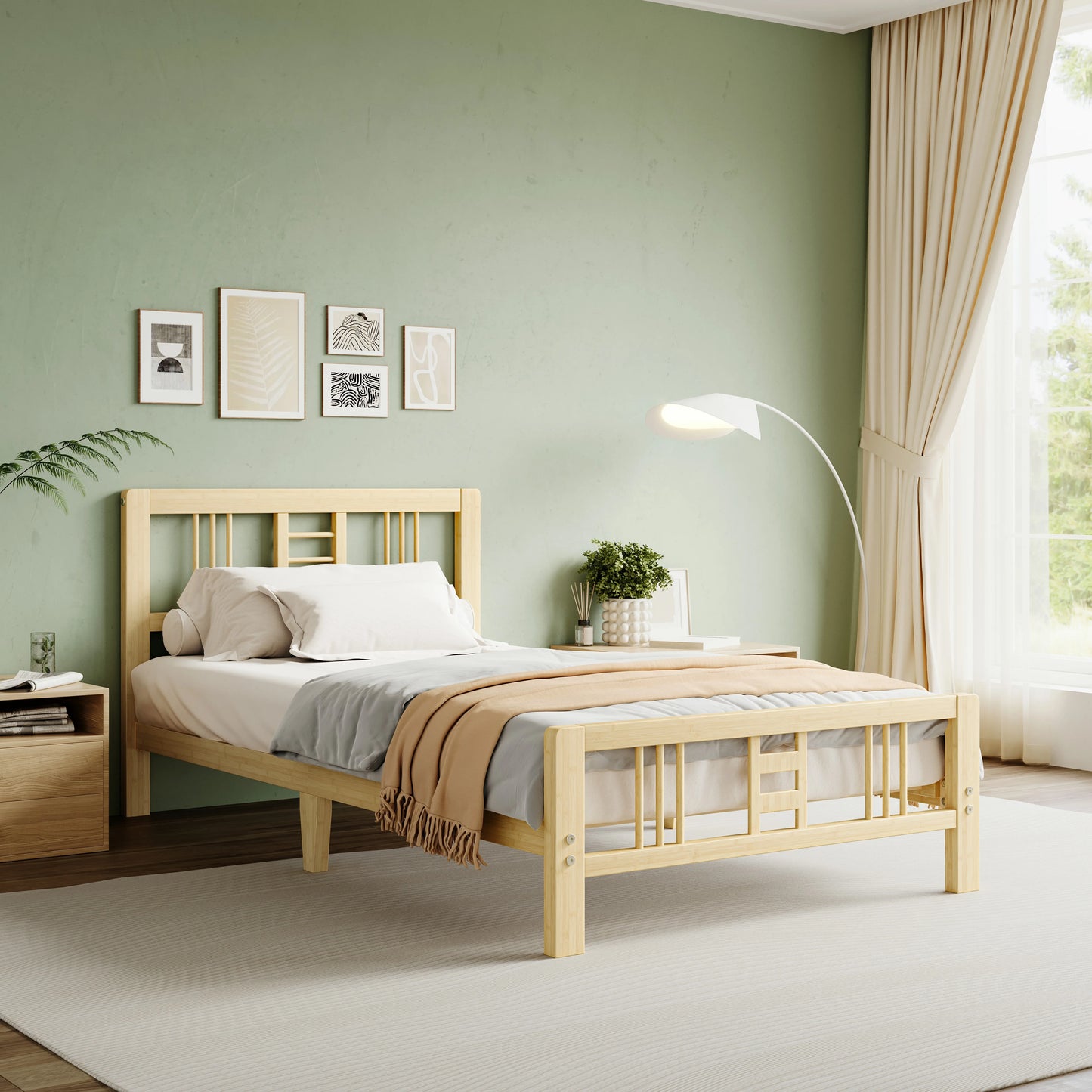 ZIYOO 10 inch Full-Size Premium Bamboo Bed Frame - Comfortable, Safe, Easy to Assemble Modern Minimalist Design