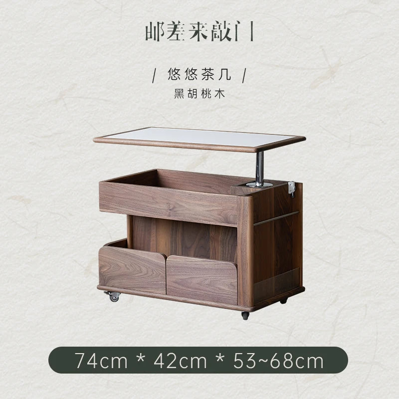 Cabinet Wood Coffee Table Lift Portable Walnut Design Living Room Side Table Folding Modern Luxury Mesa De Centro Sala Furniture