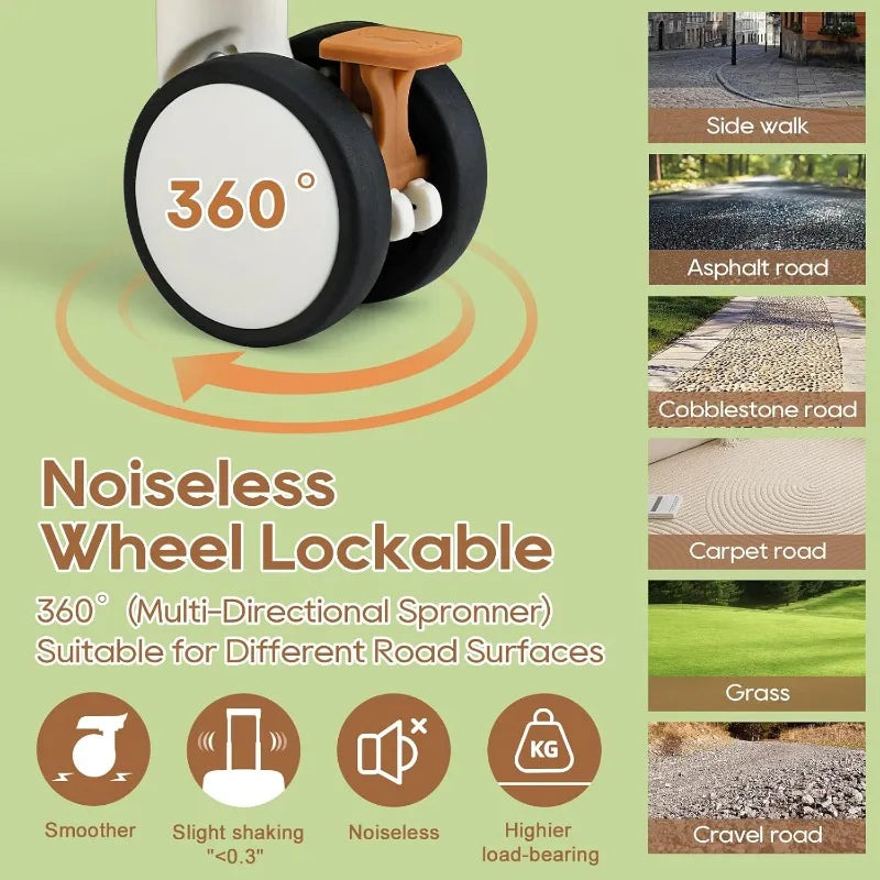 20in Carry On Luggage with Cup Holder and USB Port, 25% Expandable Capacity, Smart Suitcase with Anti Slip Wheels and Handbag