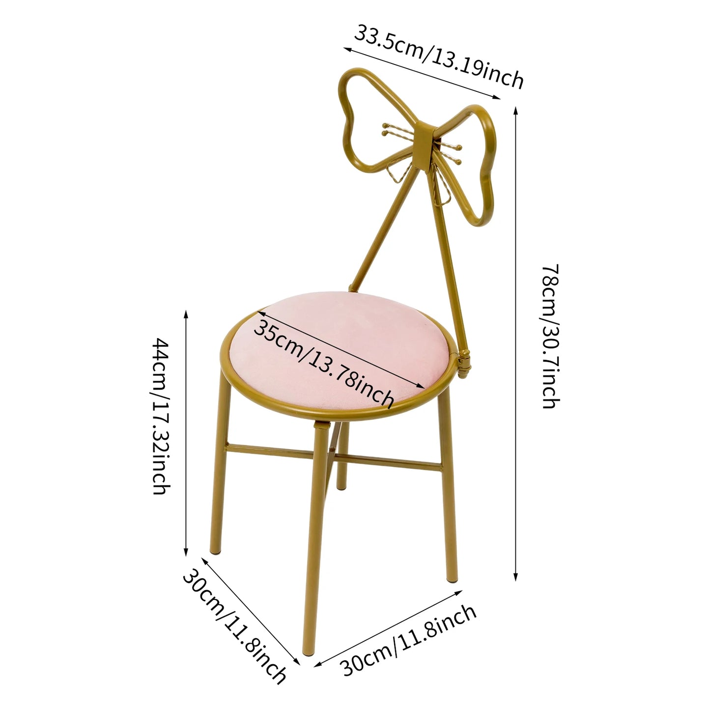 Vanity Stool Chair Makeup Modern Velvet Butterfly Accent Chair Pink Cute Girls Bow Knot Backrest Chair Bedroom Home Decor