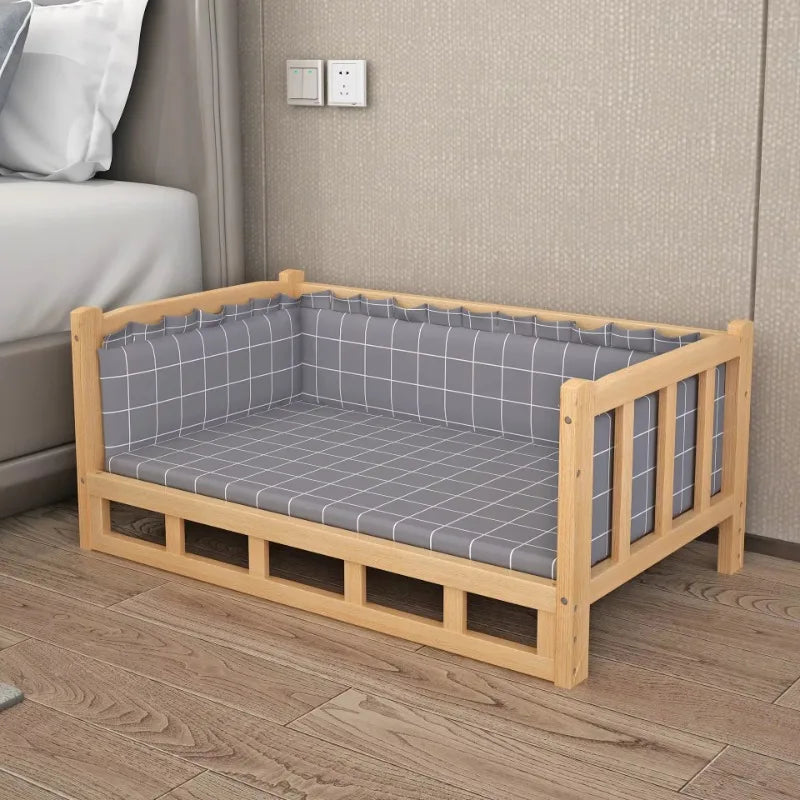 Wooden Dog Kennel Detachable Large Solid Wood Puppy House Eco-Friendly Polished Pet Bed Four Seasons General Simple Pets Houses