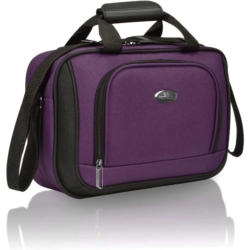 Rugged Fabric Expandable Carry-on Luggage Set, Purple, 4 Wheel