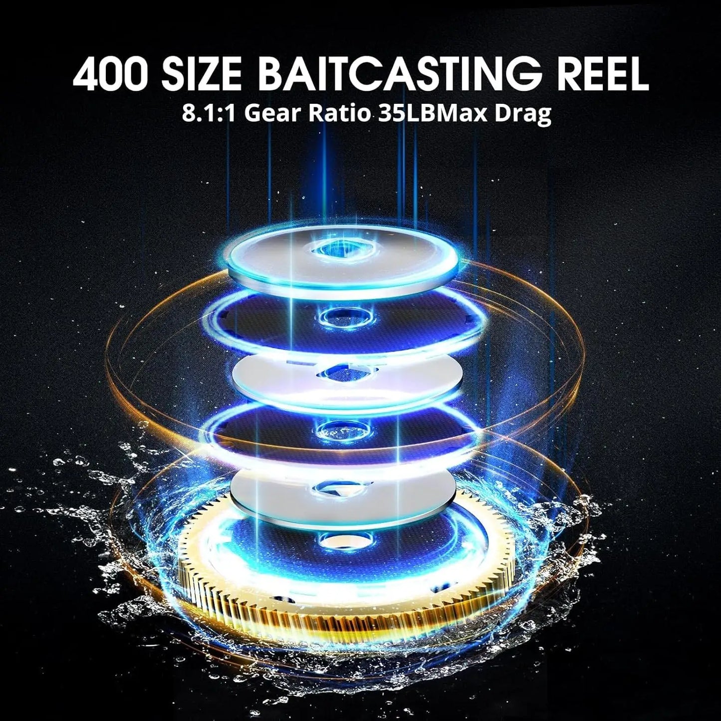 Baitcaster Fishing Reel, 38Lbs Max Drag Aluminum Alloy Frame Baitcasting Reel, Available in 6.6:1/8.1:1 Gear Ratio