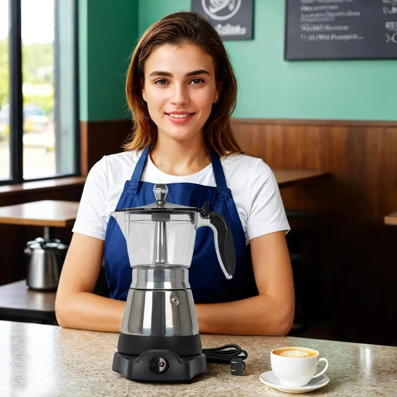 Modernas Moka Pot, Italian Coffee Espresso Machine, 6 Cup Cuban Coffee Maker with Detachable Base & Overheat Protection, Greca